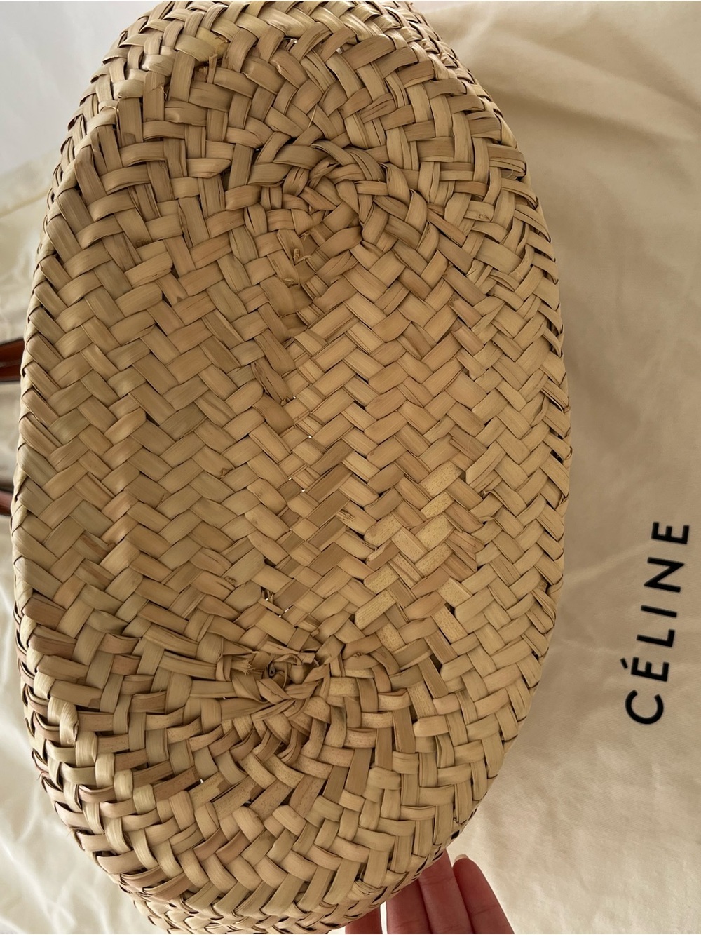 Celine Medium Classic Panier in Palm Leaves and Calfskin - Picture 7 of 12